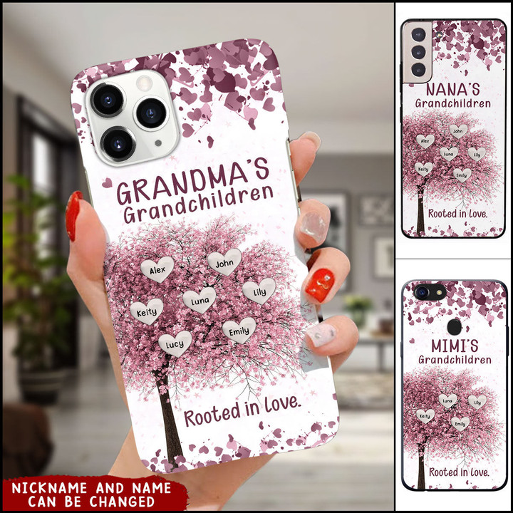 Personalized Grandma Nana's Grandchildren Rooted in Love Tree and Heart Grandkids Phone Case DDL05MAY22DD1 Silicone Phone Case Humancustom - Unique Personalized Gifts Iphone iPhone X 