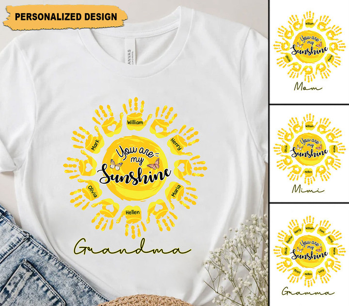 Nana Mom Grandkids You Are My Sunshine Custom Nickname Names Mother's Day Familia Gift Tshirt HLD05MAY22CA3 White T-shirt and Hoodie Humancustom - Unique Personalized Gifts Classic Tee White S