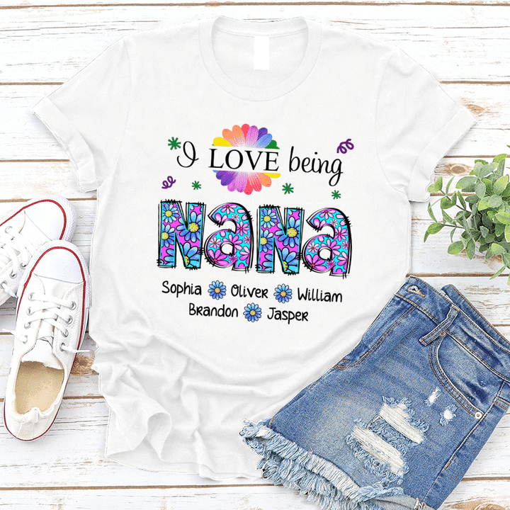 I Love Being Nana Blue Daisy Personalized Classic Canvas