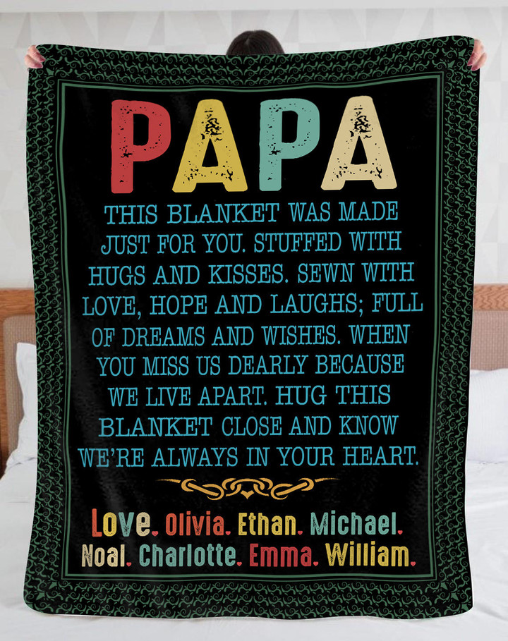 Blanket For Papa, Papa Blanket - Love, Your Grandkids, Blankets With Name