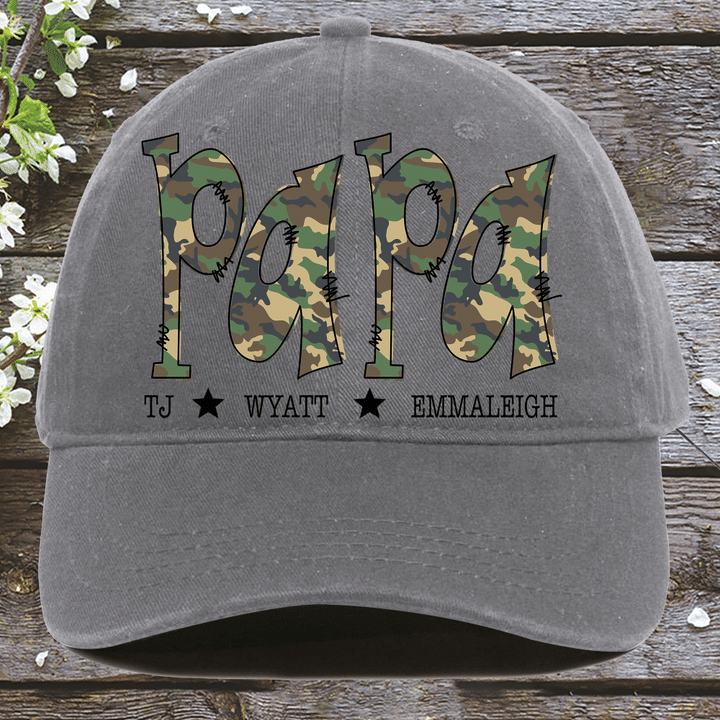 Papa With Kids Names | Personalized Classic Baseball Cap