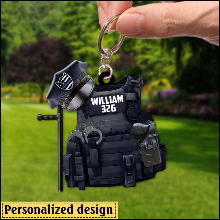 Police Personalized Acrylic Keychain KNV24DEC21XT3 Acrylic Keychain FantasyCustom 4.5x4.5 cm 