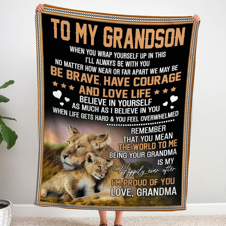 Grandson Blanket, to My Grandson from Grandma Lion Blanket, Gifts for Grandson from Grandma When You Wrap Yourself Up Blanket for Birthday Anniversary Thanksgiving Halloween Christmas