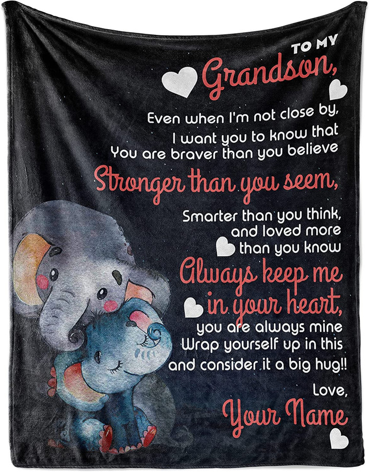 Grandson Blanket, Customized to My Grandson Blanket from Grandpa & Grandma, Soft Warm Sherpa Blanket Best for Birthday & Christmas Gift