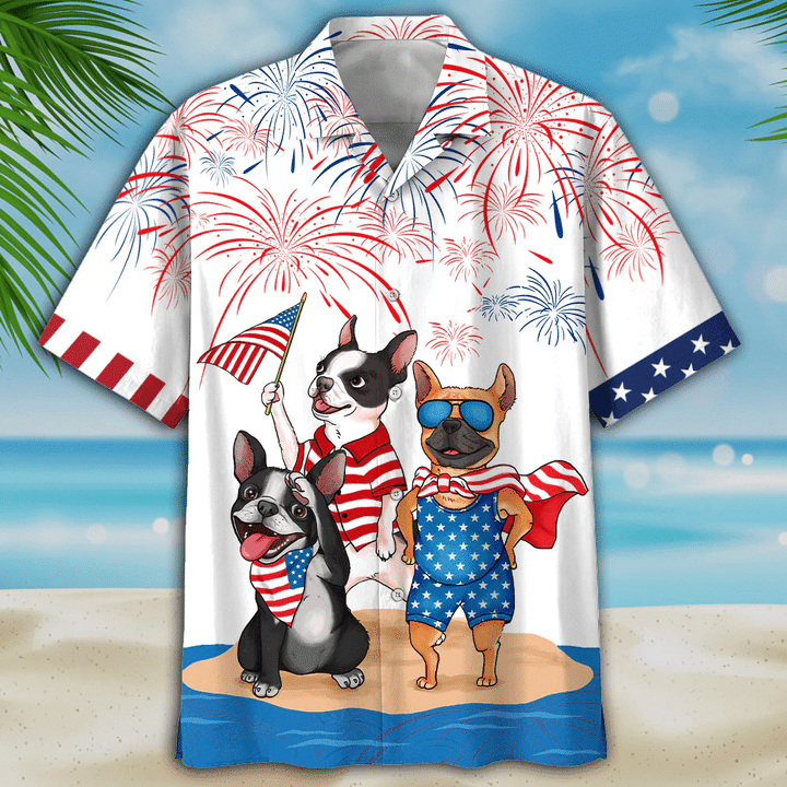 French Bulldog Hawaiian Shirt - Independence Is Coming, USA Patriotic Hawaiian Shirt