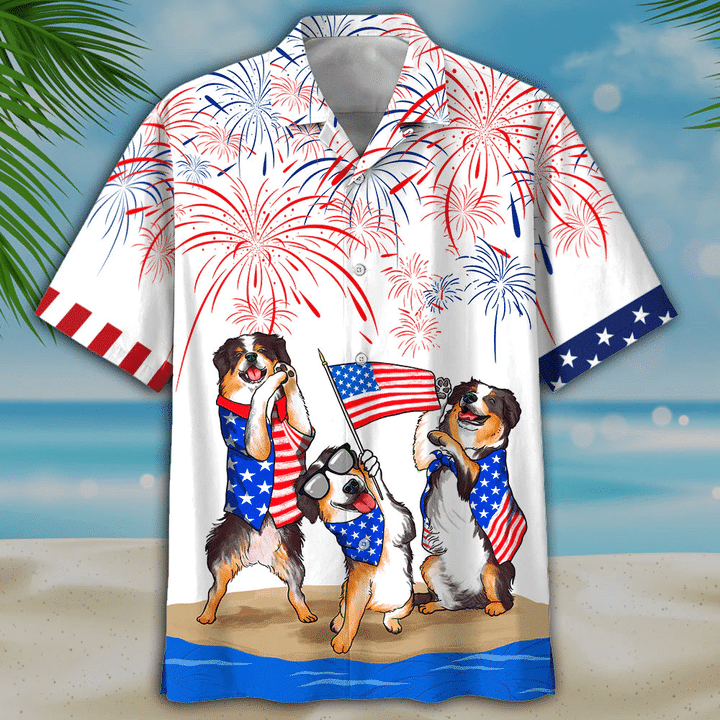 Bernese Mountain Dogs Shirts - Independence Day Is Coming, Men's USA Patriotic Hawaiian Shirt