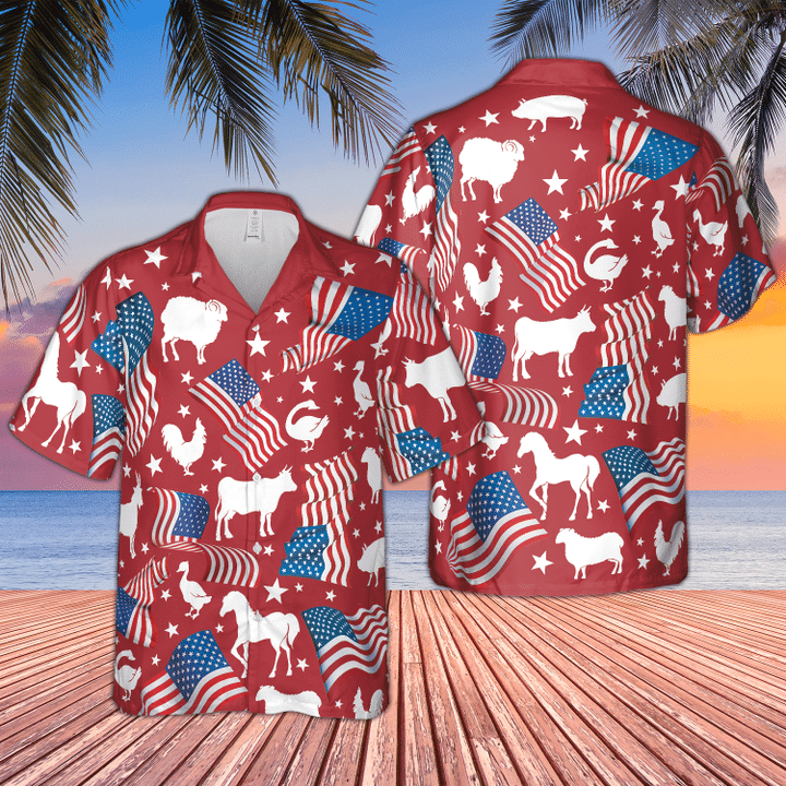 Happy Independence Day Hawaiian Shirt For Farm Lovers