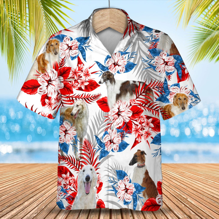 Borzoi Hawaiian Shirt - Gift for Summer, Summer aloha shirt, Hawaiian shirt for Men and women