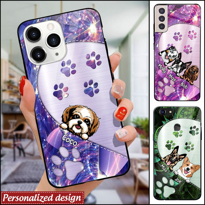 Sparkling Dog Mom- Dog Dad Puppy Pet Dogs Lover Custom Breed Personalized Glass Phone case NVL07JUN22XT1