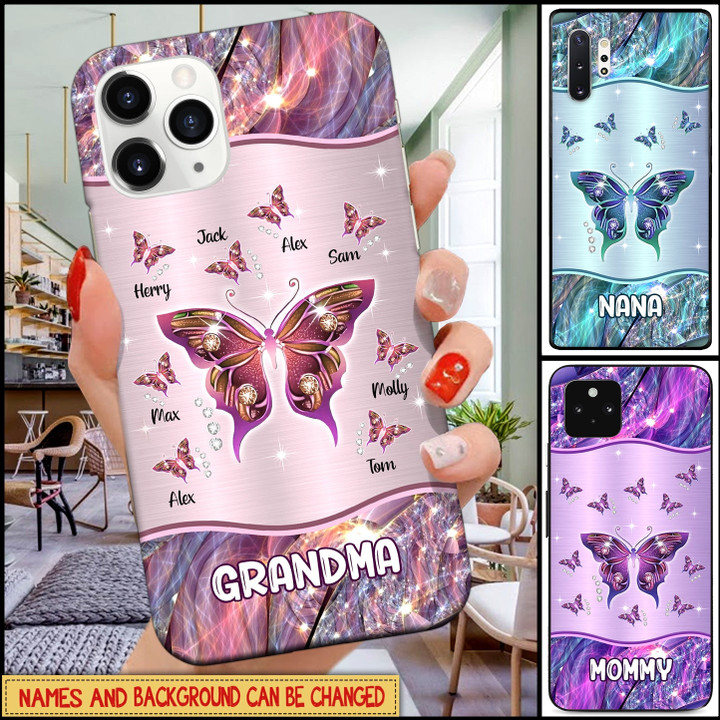 Grandma, Nana, Mimi Butterfly Personalized Color Phone Case KNV06JUN22TT2