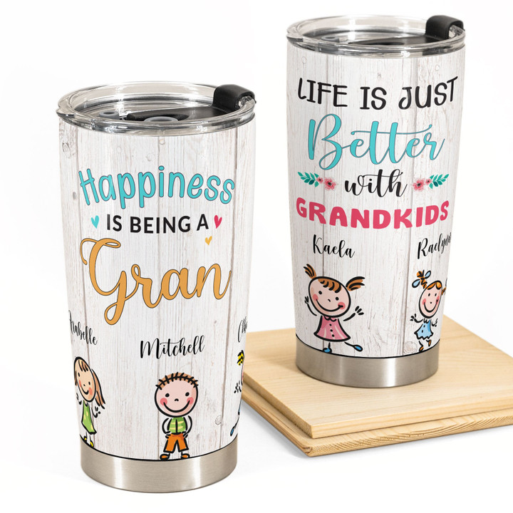 Life Is Just Better With Grandkids - Personalized Tumbler Cup - Gift For Grandma