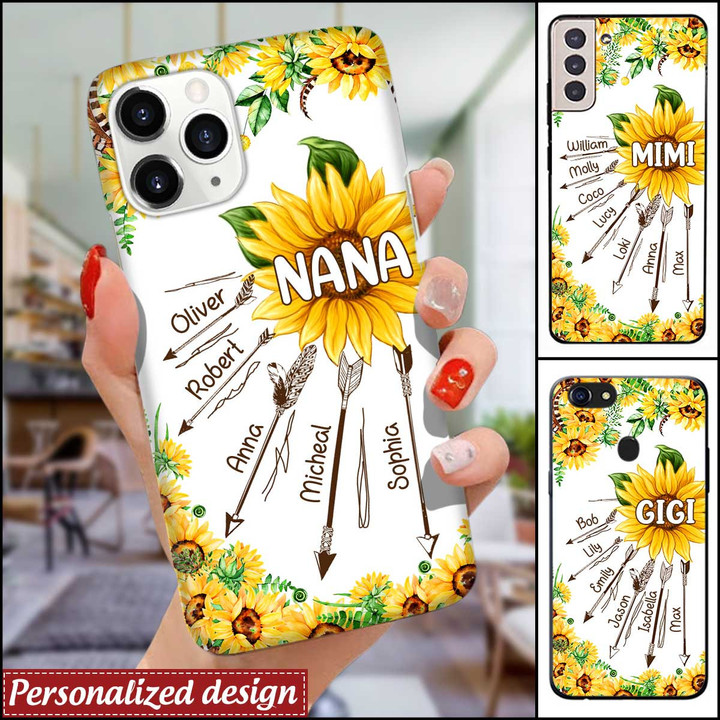 Sunflower Grandma, Nana With Grandkids Name Custom Phone Case NLA07JUN22XT2 Silicone Phone Case Humancustom - Unique Personalized Gifts Iphone iPhone 13 