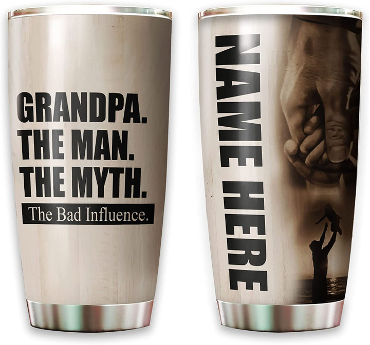 Grandpa Tumbler, Personalized Grandpa The Man The Myth Tumbler with Name Best Friend for Life Cool Papa Presents from Kids for Birthday Fathers Day Travel Coffee Mug Insulated Tumblers