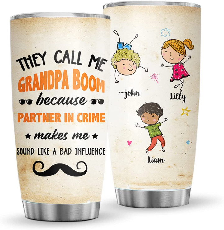 Grandpa Tumbler, mGifts for Dad Papa Travel Coffee Mug, Grandpas Bring A Little Wisdom Happiness, Grandpa Gifts from Grandkids Kids Wife on Fathers Day, Birthday, Christmas