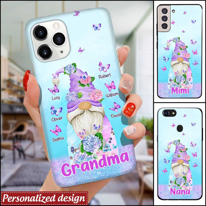 Flower Gnome With Butterflies Personalized Grandma Phone Case NLA09JUN22XT3 Silicone Phone Case Humancustom - Unique Personalized Gifts Iphone iPhone 13 