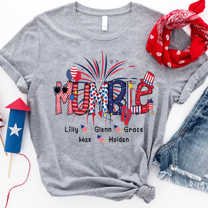 Patriotic Doodle 4th Of July Mumble And Grandkid T-Shirt