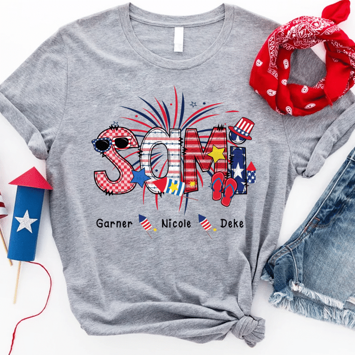 Patriotic Doodle 4th Of July Sami And Grandkid T-Shirt