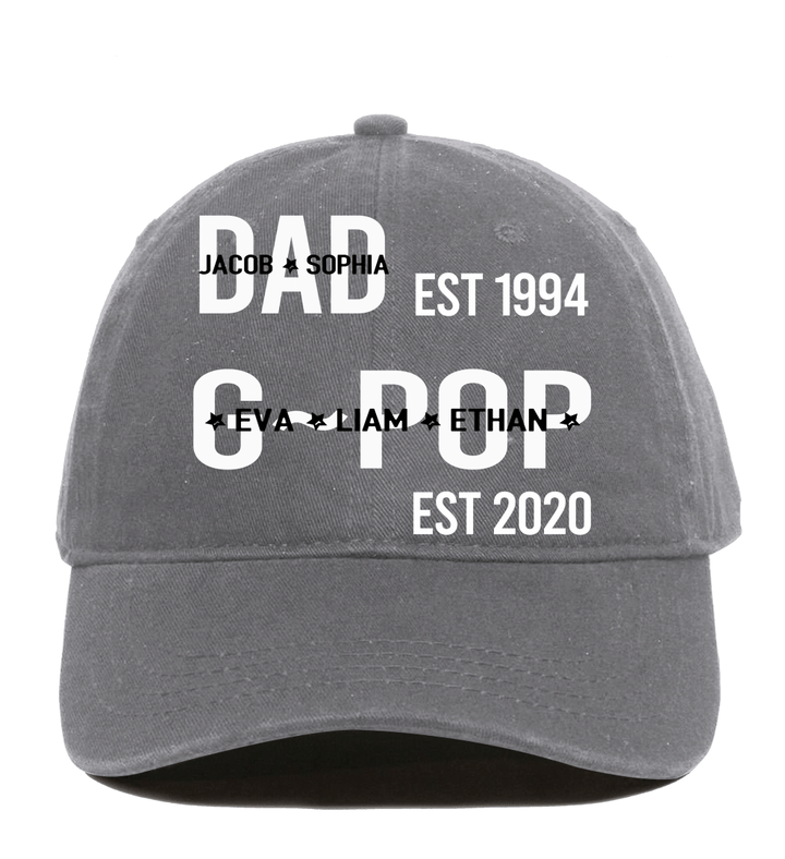 Dad G~Pop With Kids Names | Personalized Classic Baseball Cap