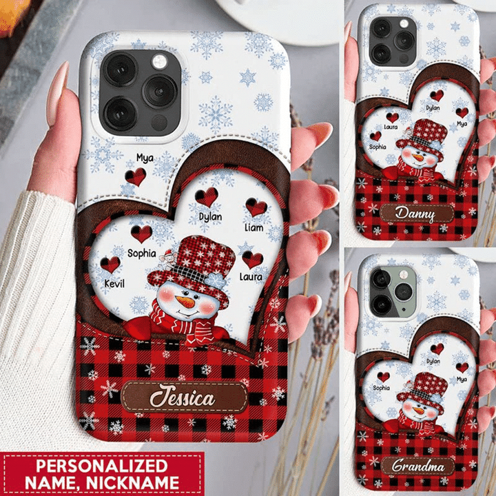 Personalized Grandma Snowman Christmas TPU/Glass Phone Case