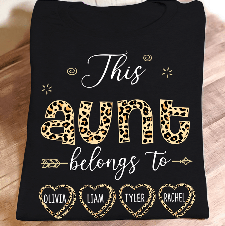 This Aunt Belongs To Grandkids Leopard | Personalized T-Shirt