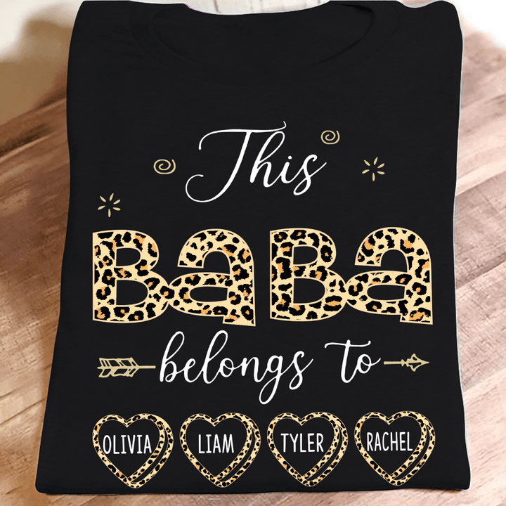 This BaBa Belongs To Grandkids Leopard | Personalized T-Shirt