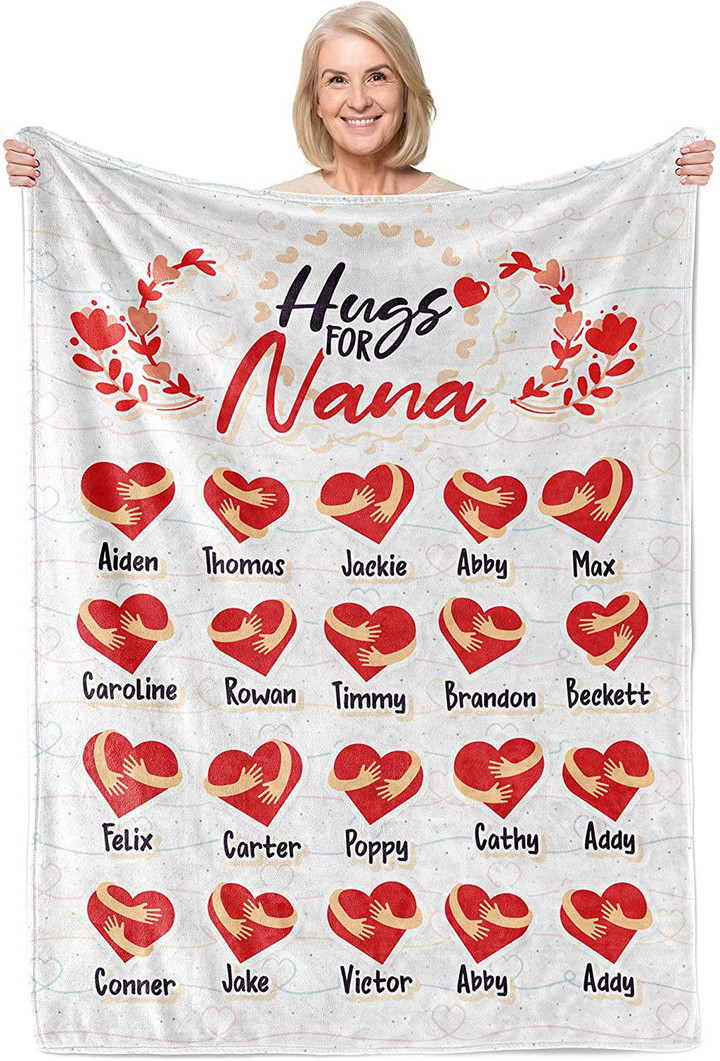 To My Grandma Blanket Gift Personalized Grandma’S Garden Of Love Blanket With Kid'S Names For Grandma Hugs For Grandma, Nana, Mimi