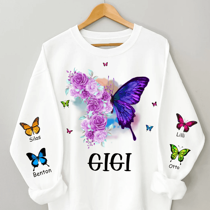 Personalized Gigi Butterfly 3d Sweater For Gigi Butterfly 3D Shirt For From Grandkids, Mother's Day 3D Shirt For Grandma Nana Gigi Mimi