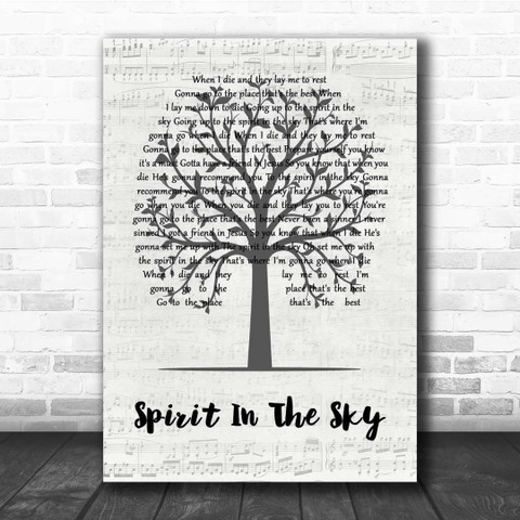 Spirit In The Sky Music Script Tree Song Lyric Print 