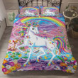 Flower Rainbow Unicorn Pattern Cotton Bed Sheets Spread Comforter Duvet Cover Bedding Sets Perfect Gifts For Unicorn Lover