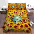 Sunflower Statue Of Liberty Bed Sheets Spread Comforter Duvet Cover Bedding Sets