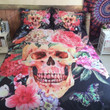 Flower Skull Pattern Bed Sheets Spread Comforter Duvet Cover Bedding Sets