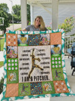 Softball I Am Strong I Am A Pitcher Quilt Blanket Great Customized Blanket Gifts For Birthday Christmas Thanksgiving