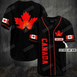 Personalized Canada Maple Logo Black Red Custom Name Baseball Tee Jersey Shirt