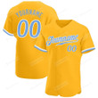 Personalized Gold Light Blue-White Baseball Jersey Custom Name And Number Baseball Tee Jersey Shirt