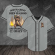 Camping Bear - God Is Great Beer Is Good Baseball Tee Jersey Shirt