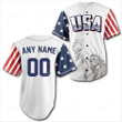 Personalized White USA Statue Of Liberty Custom Name And Number Baseball Tee Jersey Shirt