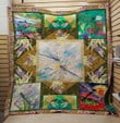 Insect Dragonfly Couple Contacting To Another Quilt Blanket Great Customized Blanket Gifts For Birthday Christmas Thanksgiving
