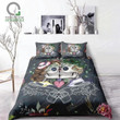Sugar Skull Day Couple Love Good Night Cotton Bed Sheets Spread Comforter Duvet Cover Bedding Sets