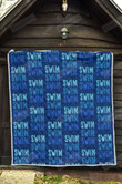 Swim Typo. Blue Words Quilt Blanket Great Customized Blanket Gifts For Birthday Christmas Thanksgiving