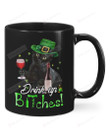 Funny Black Cat Wine Leprechaun Mug Happy Patrick's Day , Gifts For Birthday, Thanksgiving Anniversary Ceramic Coffee 11-15 Oz