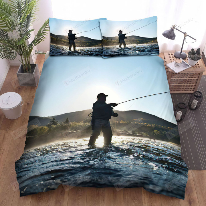 A Fisherman In The Water Bed Sheets Spread Duvet Cover Bedding Sets