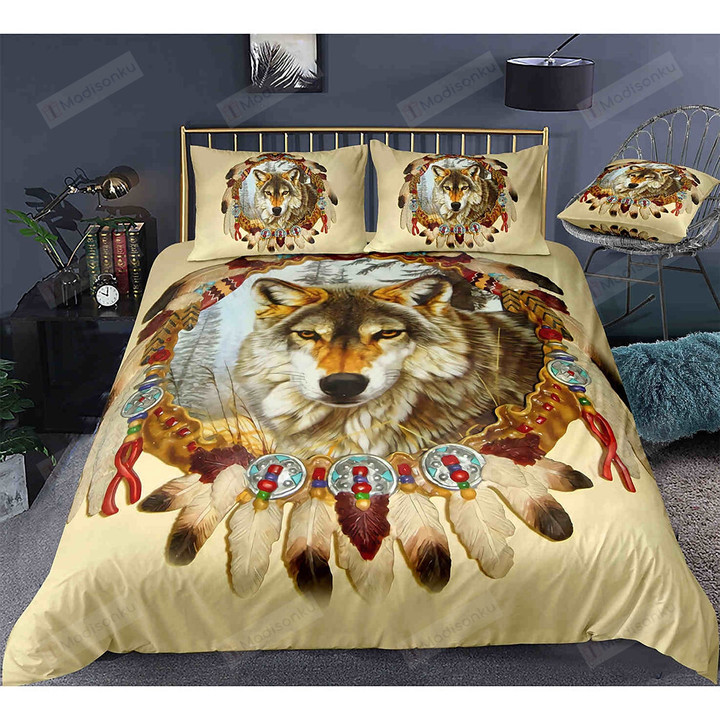 Wolf Native American Pattern Bedding Set Cotton Bed Sheets Spread Comforter Duvet Cover Bedding Sets