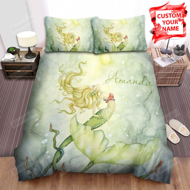 Mermaid And Golden Pearl Bed Sheets Spread Comforter Duvet Cover Bedding Sets