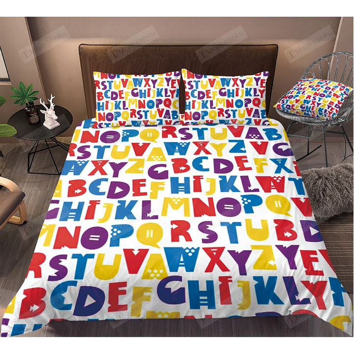 Colorful Letters Bed Sheets Duvet Cover Bedding Set