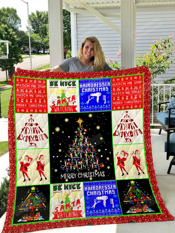 Hairdresser Christmas Tree Quilt Blanket Great Customized Blanket Gifts For Birthday Christmas Thanksgiving