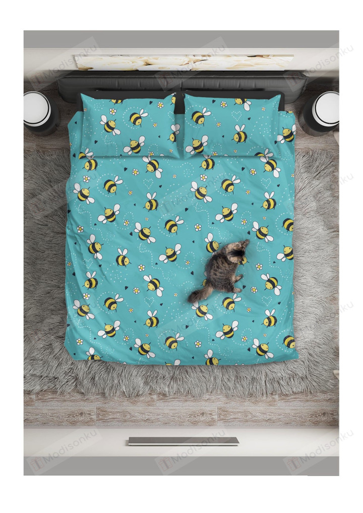 Bee Take Me To The Garden Cotton Bed Sheets Spread Comforter Duvet Cover Bedding Sets