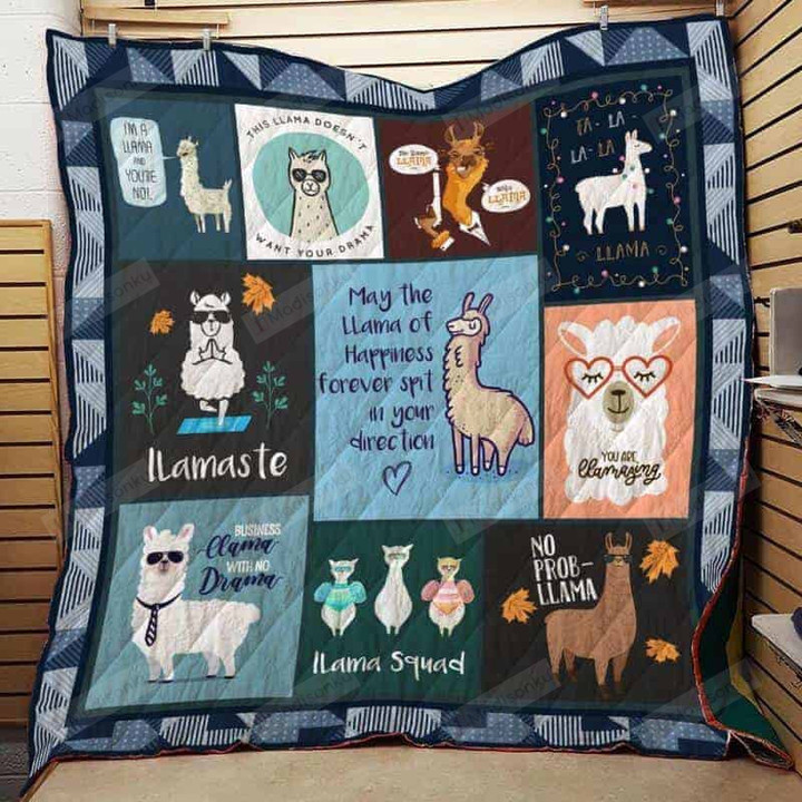 May The Llama Of Happiness Forever Spit In Your Direction Quilt Blanket Great Customized Blanket Gifts For Birthday Christmas Thanksgiving