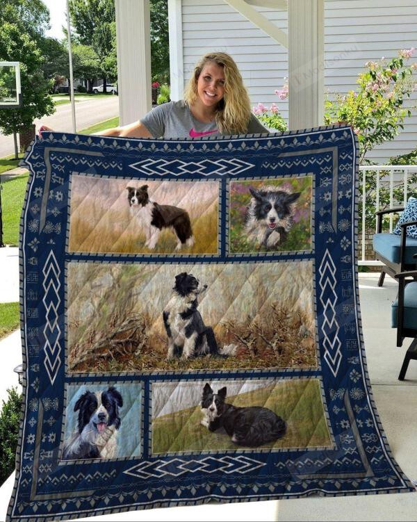 Border Collie On The Grass Quilt Blanket Great Customized Blanket Gifts For Birthday Christmas Thanksgiving