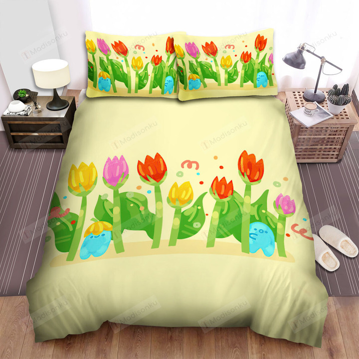 Colorful Tulips Doodles Bed Sheets Spread Duvet Cover Bedding Sets
