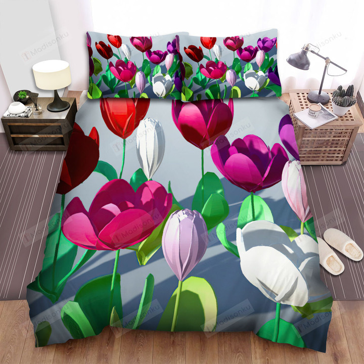 Colorful 3d Tulips Bed Sheets Spread Duvet Cover Bedding Sets